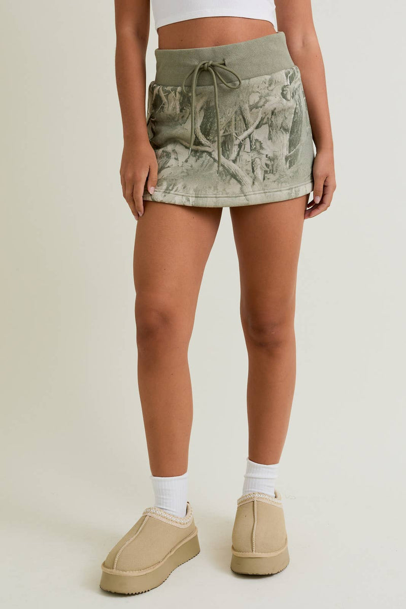 Tree Camo Printed Mini Skirt