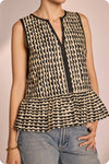 Scallop Print Sleeveless Blouse
