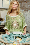 Round Neck Sleeveless Floral Thin Sweater Top
