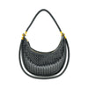 Woven black hobo bag featuring a braided strap and gold-tone zipper, perfect for adding chic style to any Long Island boutique fashion ensemble.
