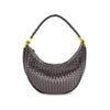 Medium woven hobo bag in deep charcoal with a braided handle and gold hardware, perfect for Long Island boutique fashion.