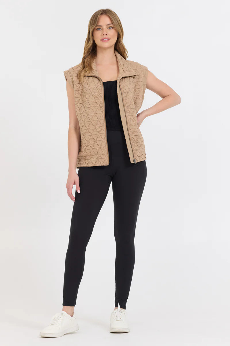 Olive Quilted Zip Up Vest