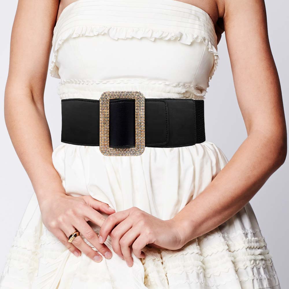 Satyam Trendz Black Double Ring Faux Leather Belt For Women's & Girls, Formal & Casual Belt For Ladies