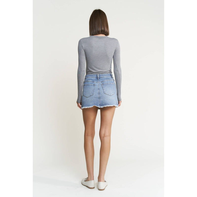 Mica Denim Mini Skirt W/ Raw Hem