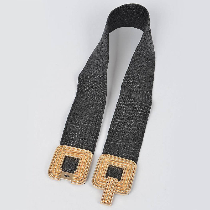 Metal Buckle Stretch Belt: Black