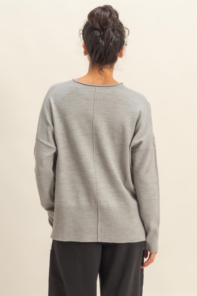 Round Roll Neck Drop Shoulder Sweater