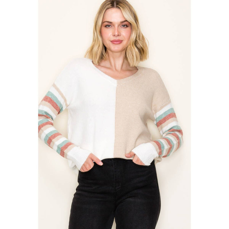 Multi Color Stripe & Color Blocked Sweater