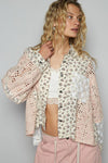 Balloon Sleeve Crochet Floral Printed Shirt