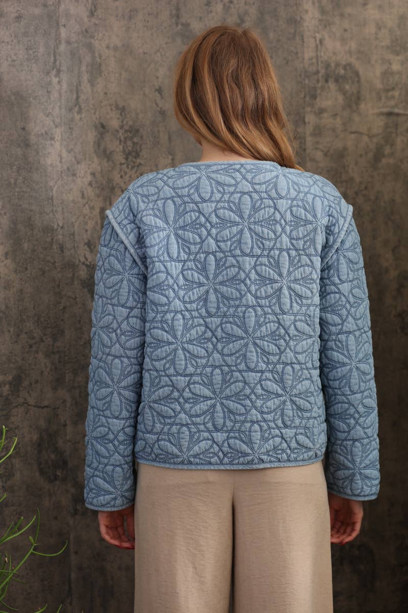 Daisy Floral Quilted Bow Tie Jacket