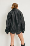 Oversized Vegan Leather Biker Jacket