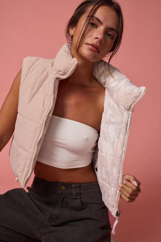 Reversible Cropped Puffer Vest