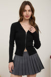 Two-Way Zipper Long Sleeve Sweater Knit Cardigan