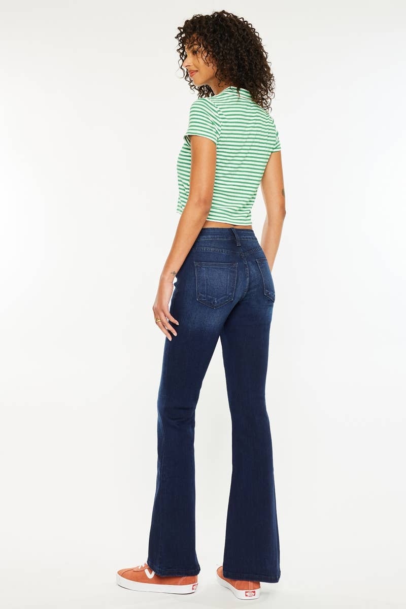 Kan Can Petite Mid Rise Flare Jeans