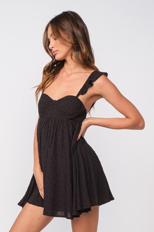 Wing Sleeve Open Back Mini Dress