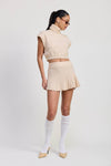Pleated Mini Fringe Skirt