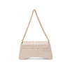 Stylish cream Erie Shoulder Bag featuring a plush ruched design and gold chain strap, perfect for Long Island boutique fashion.