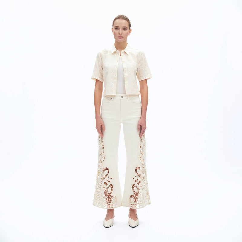 Bayeas High Rise Wide Leg Twill Pants