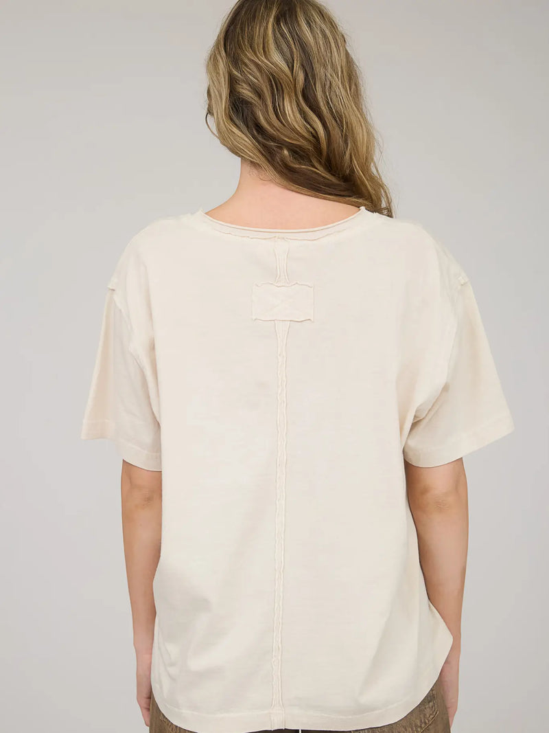 Washed Raw Edge V-Neck Knit Top