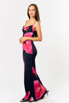 Floral Print Cowl Neck Maxi Dress