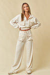 Two Pocket Detailed Crop Top And Long Pants Set