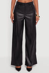 Black faux leather high waist pintuck pants – sleek full-length design from Off Price TandyWear