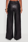 Black faux leather high waist pintuck pants – sleek full-length design from Off Price TandyWear back view