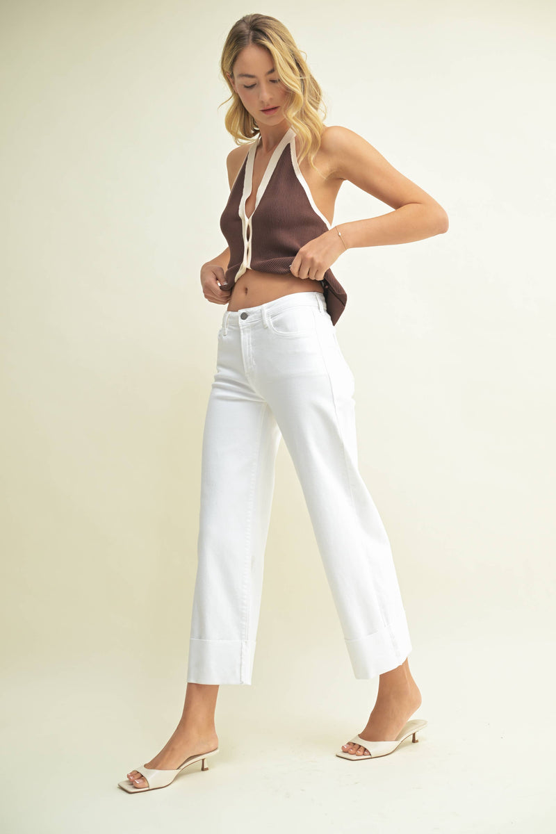 Just Black Denim Scissor Cut Cuffed Wide Leg
