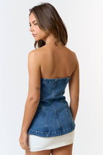 Button Down Denim Tube Top