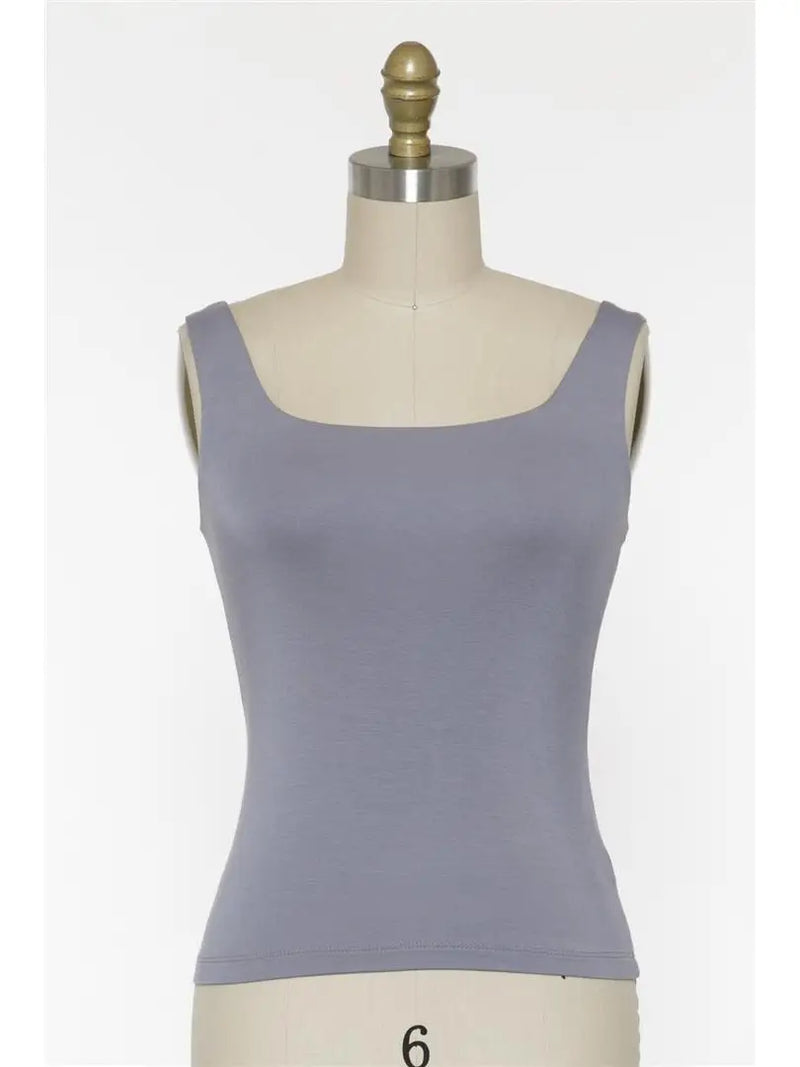 Rayon Tank Top W Square Neckline
