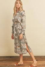 Paisley Print Satin Midi/Maxi Dress