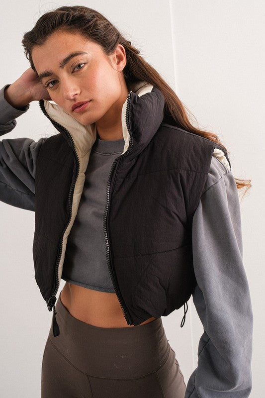 Zariah Reversible Crop Puffer Vest