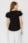 Ruffle Sleeve Eyelet Buttoned Top
