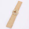 Metal Buckle Elastic Faux Straw Belt