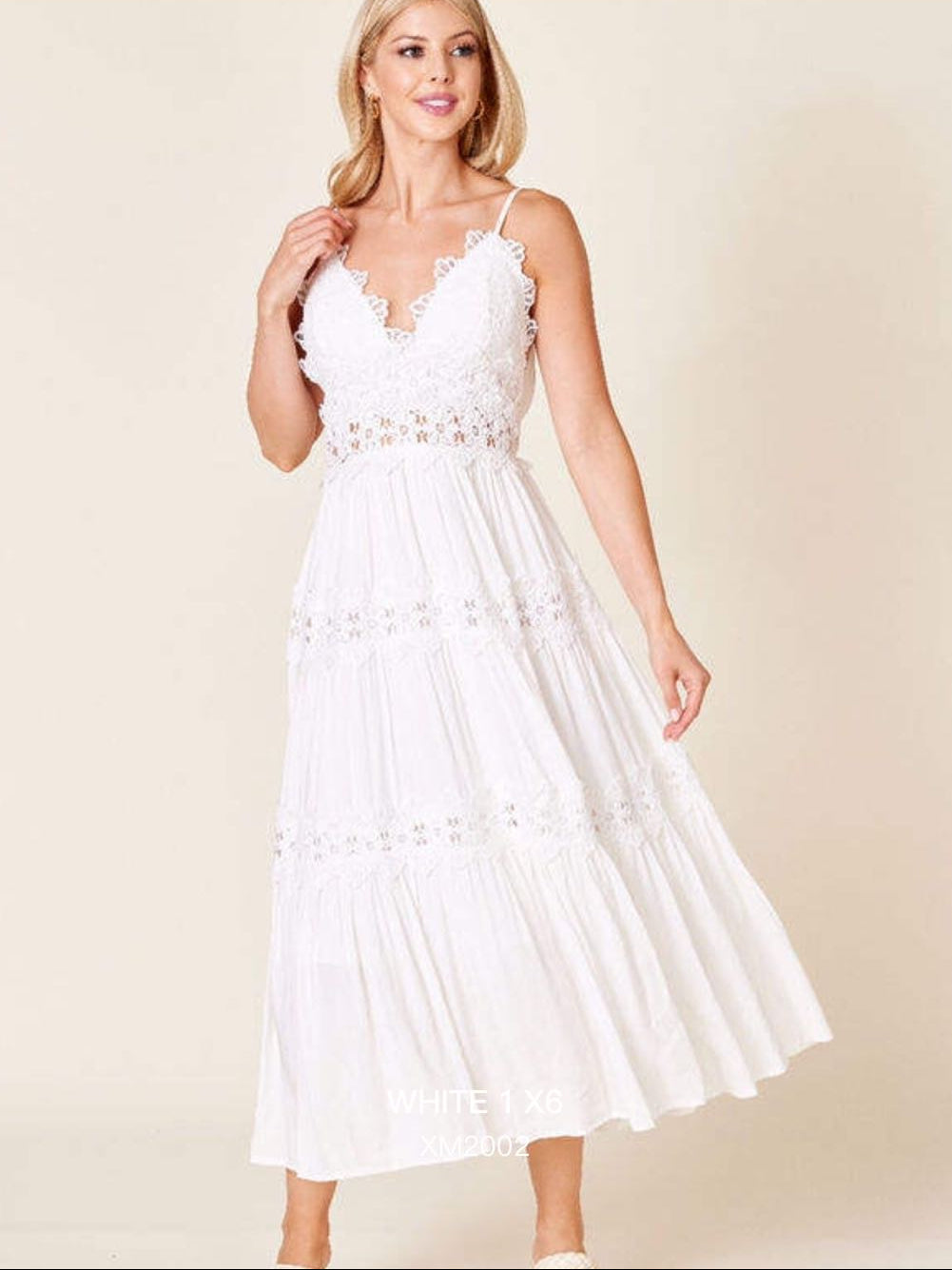 Lace Tiered Maxi Dress White / Medium Lace Tiered Maxi Dress White / Medium