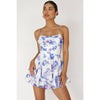 Floral Print Cowl Neck Tiered Skirt Mini Dress