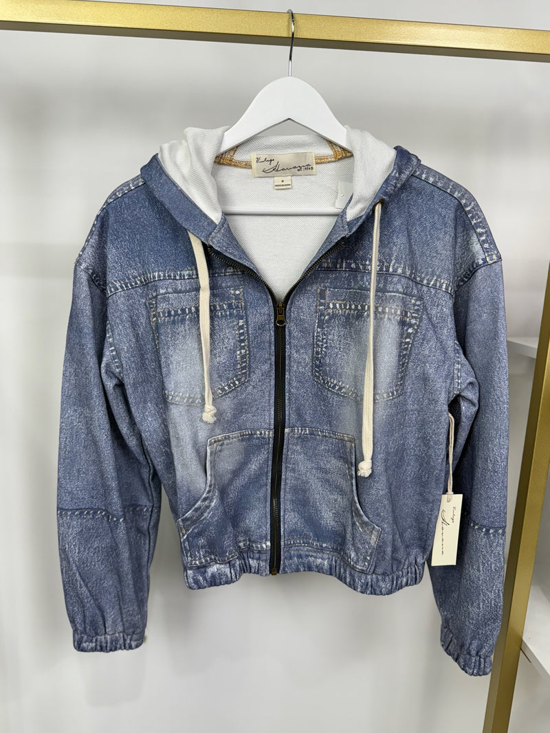 Denim Fleece Zip Up