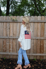 Vintage Havana American Flag Cardigan With Fringe