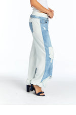 Reconstructed Denim Front French Terry Jogger