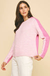 Crew Neck Color Block Long Sleeve Sweater