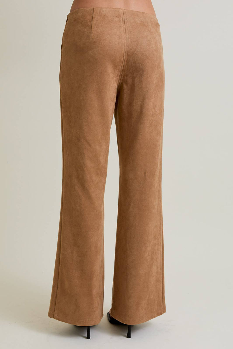 Low Waist Suede Bootcut Pants