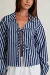 Stripe Long Sleeve Tie Top