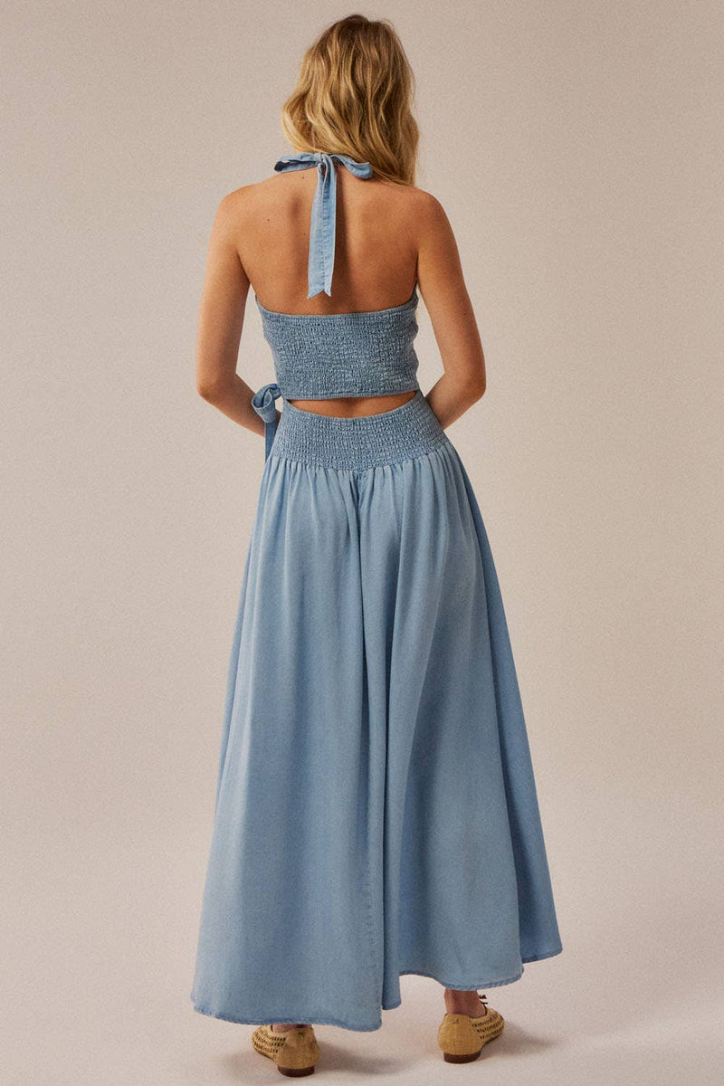 drop waist halter maxi dress Chestnut Drop Waist Maxi Dress | Brown | Womens