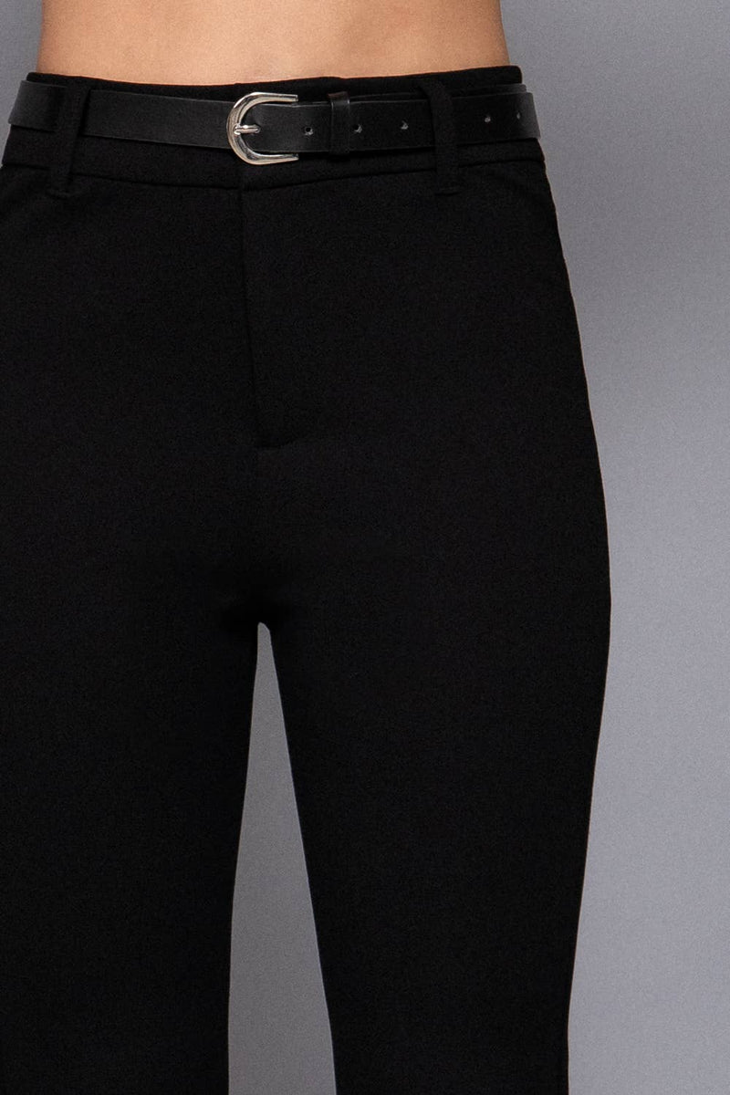 Semi Flare Ponte Pants with Leather Belt