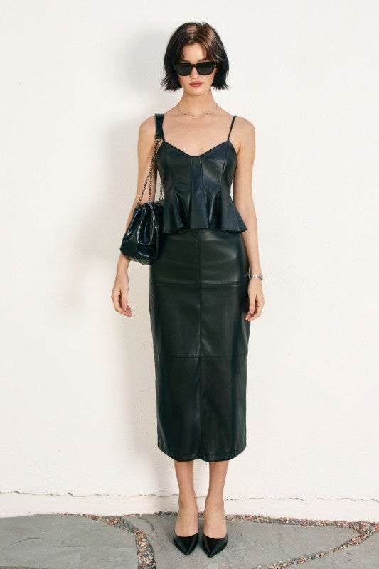 Vegan Leather Back Top