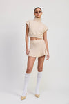 Turtle Neck Cap Sleeve Top