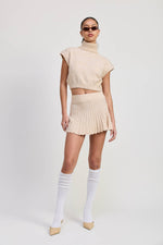 Turtle Neck Cap Sleeve Top