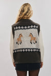 Horse Zip Up Sweater Vest
