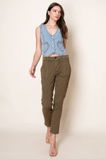 Washed Denim Fitted Vest With Heart Pockets