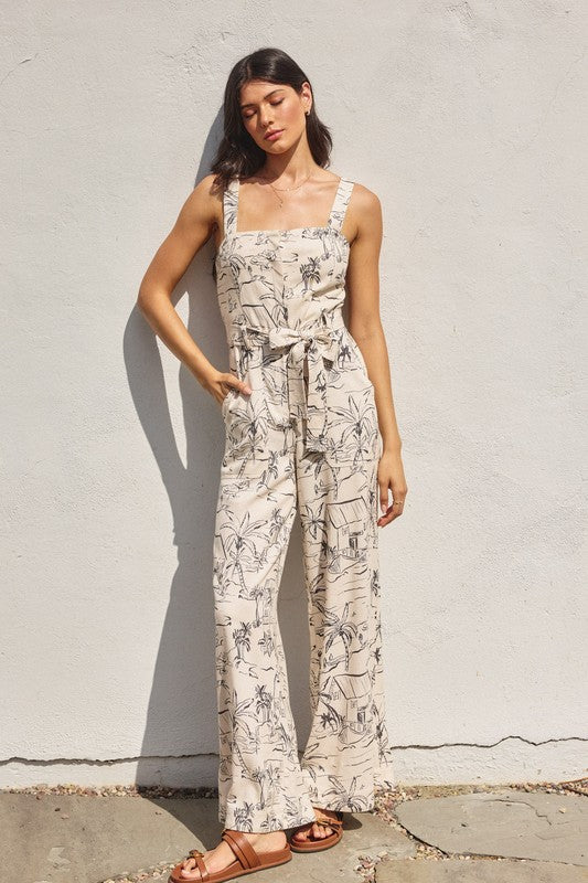 Sail Away Straight Neck Wide Leg Jumpsuit