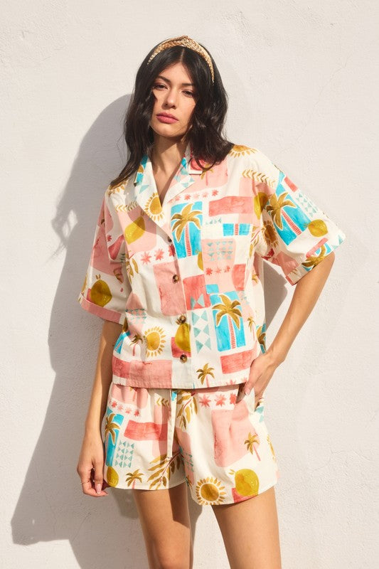 Moroccan Spring Relaxed Shirt and Shorts Set